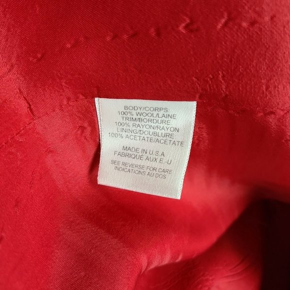 Talbot's Wool Coat Red With Black Velvet Trim Size 8 - Picture 7 of 8